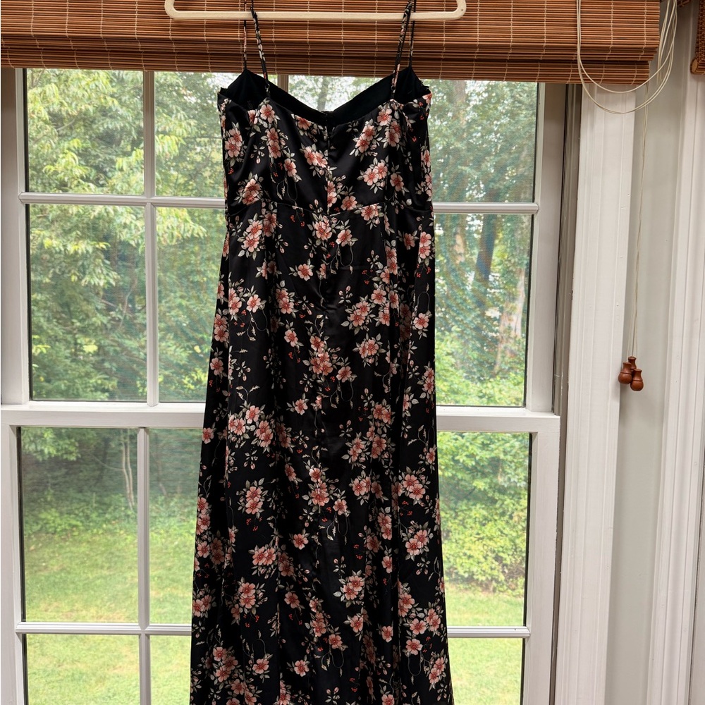 Astr The Label Satin Bustier Black Floral Midi Dress - Picture 7 of 8